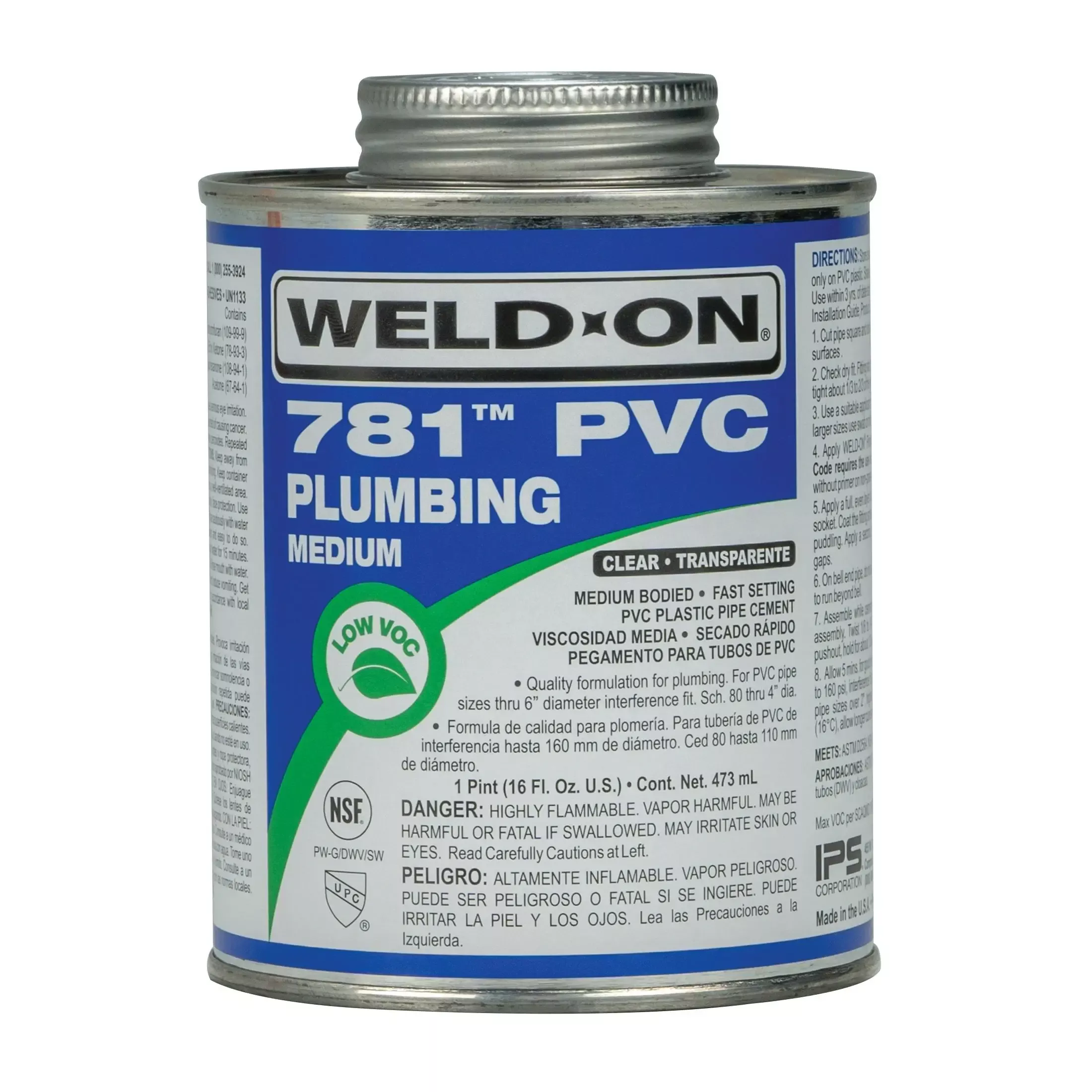 1 Pint PVC Pipe Cement with Applicator Cap by Weld-On.