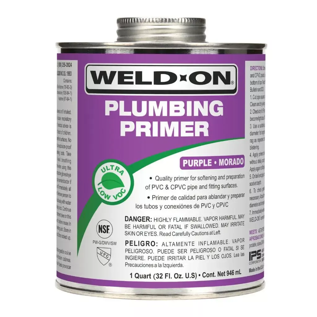 1 Quart Pipe Primer for PVC & CPVC, Purple by Weld-On.