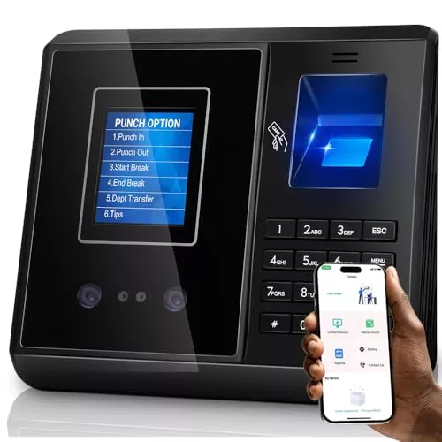 App-Based Face & Card/Fingerprint Attendance Machine for Small Business Time Clocks (10 IC Card)
