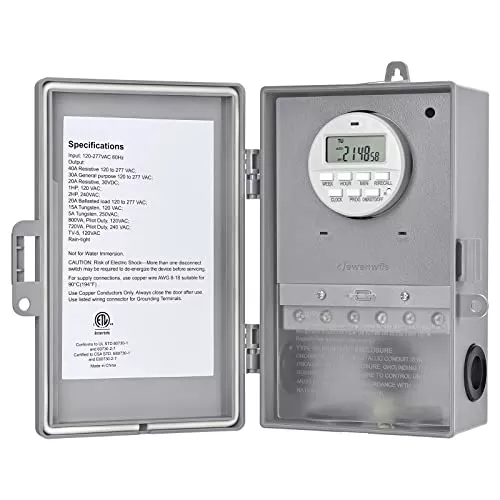 DEWENWILS 7-Day Programmable Pool Pump Timer - 2HP 40A Gray