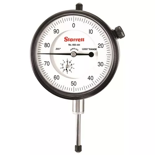 Dial Drop Indicator: 0 – 1” Measuring Range, 0-100 Dial Reading, White, 0.001” Dial Graduation, Lug Back