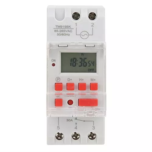 Digital TM919BK 30A 24hr 7Day Programmable Countdown Timer Switch 35mm DIN Rail