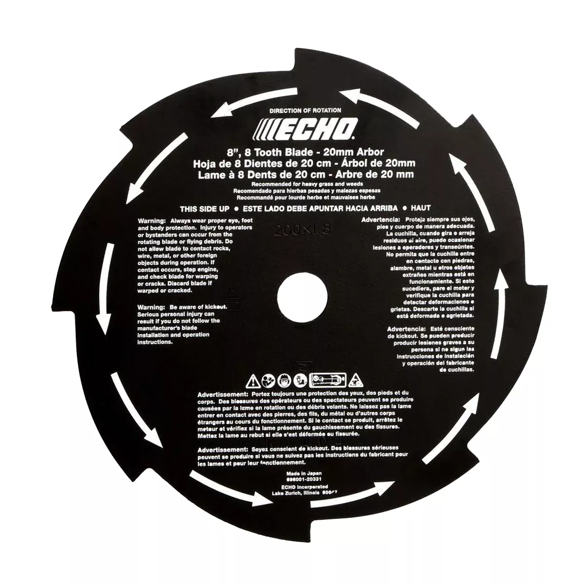 Echo 69600120331 8"TOOTH KNIFE BLADE