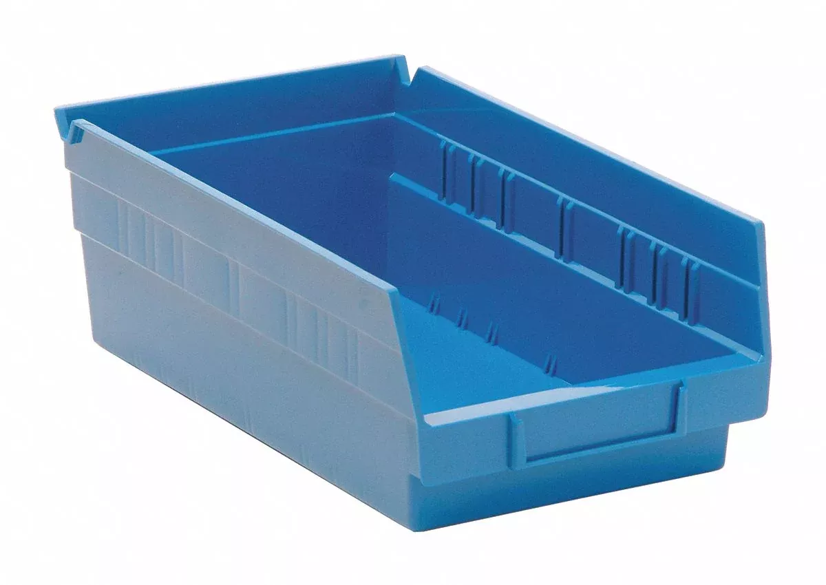 F0614 Shelf Bin Blue Polypropylene 4 in