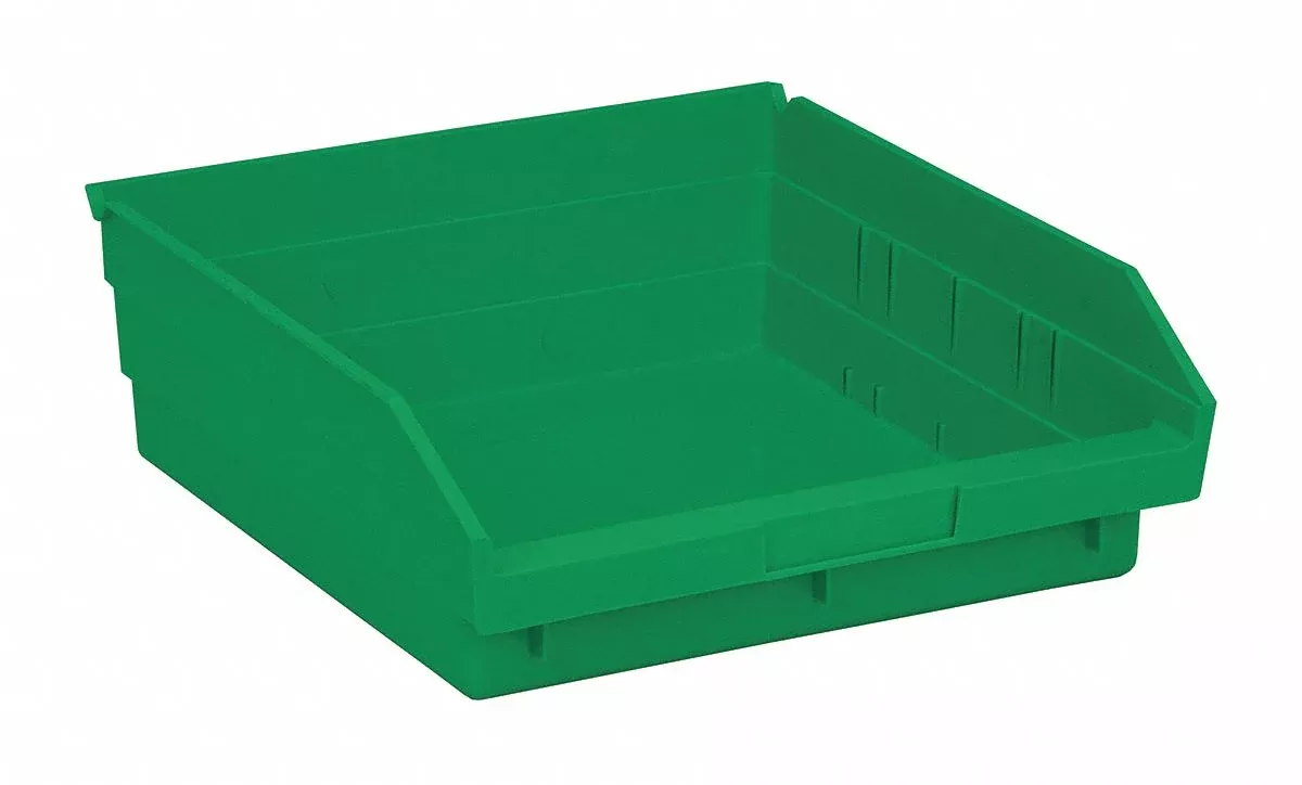 F0616 Shelf Bin Green Polypropylene 4 in