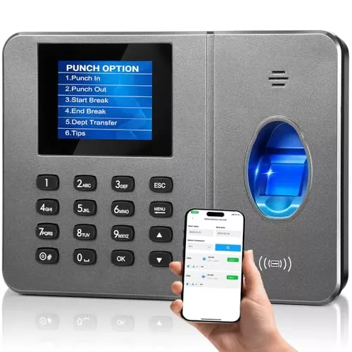 Fingerprint Attendance Time Clock for Small Business - iOS/Android Compatible