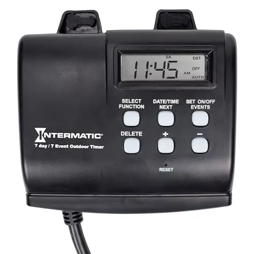 Outdoor Timer with 7-Day Programming - Astronomic Self-Adjust Timer - Versatile Plug-in Design for Lights, Pumps, or Fans
