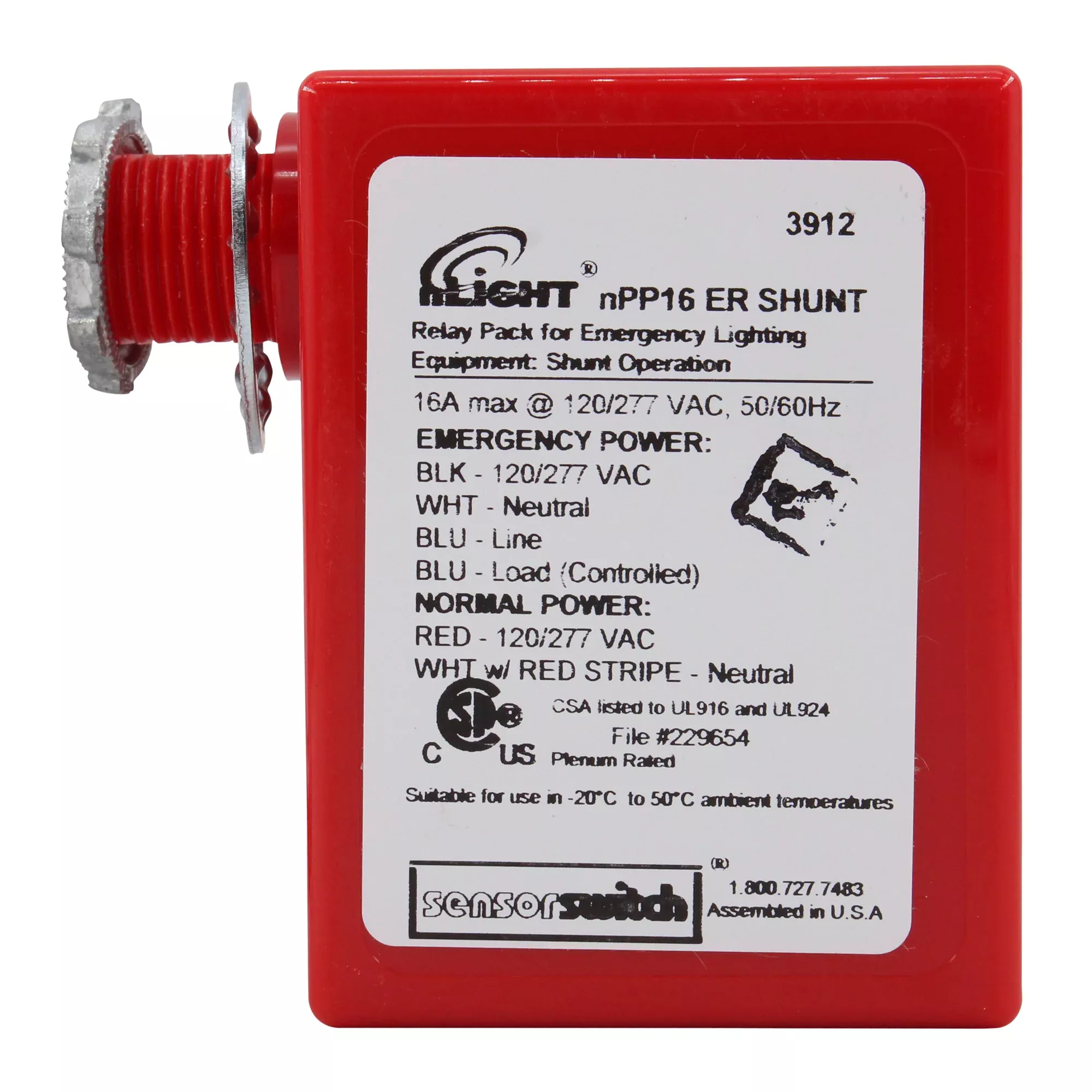Sensor Switch NPP16-ER-SHUNT Nlight Emergency Shunt Power Pack, Plenum