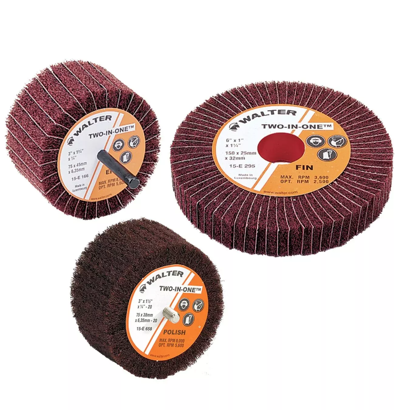 Walter 15E296 6" x 1" Extra Fine Two-In-One Flap Wheel